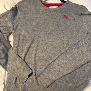 Abercrombie & Fitch Gray Sweater with Red Accent